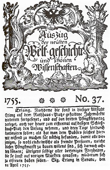 Erlangen Ankündigung der Bergkirchweih 1755