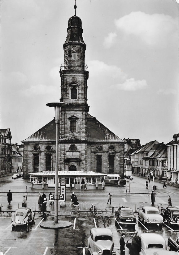 Erlangen Hugenottenplatz um 1959
