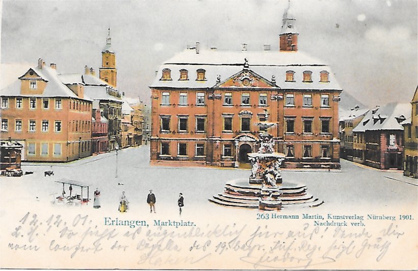 Erlangen Marktplatz im Winter 1900