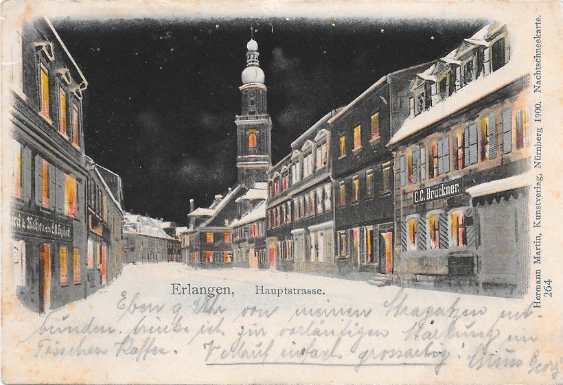 Erlangen Hauptstraße im Witer um 1899