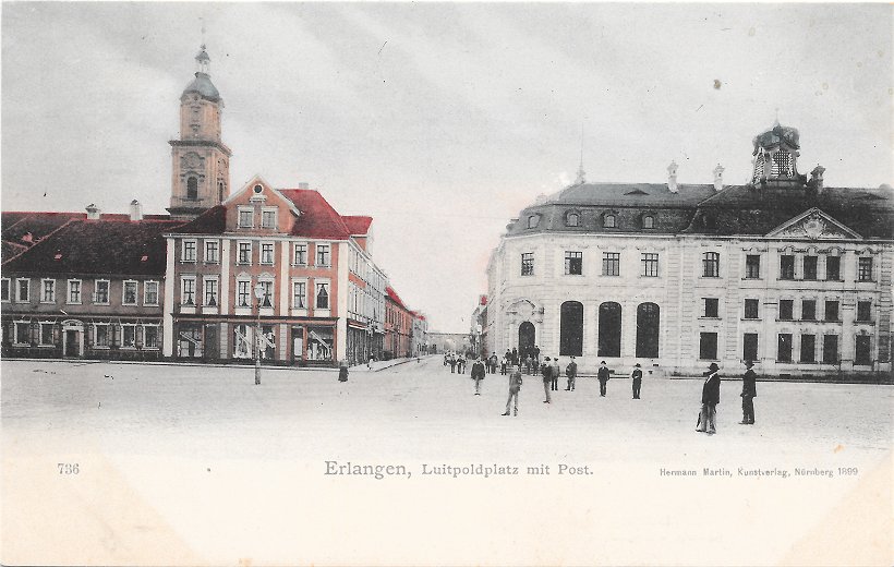 Erlangen Hugenottenplatz, vormals Luitpoldplatz, um 1899