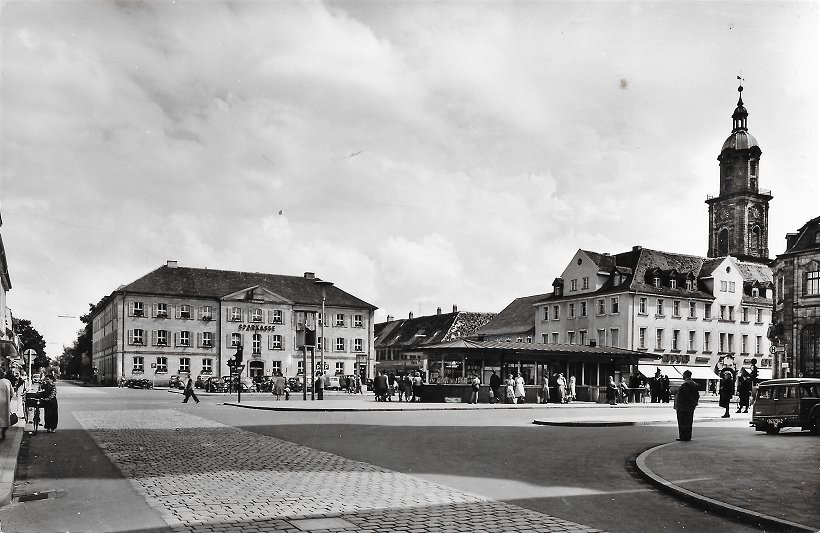 Erlangen Hugenottenplatz um 1956