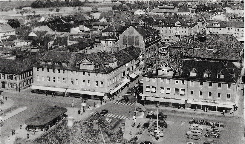 Erlangen Hugenottenplatz um 1957
